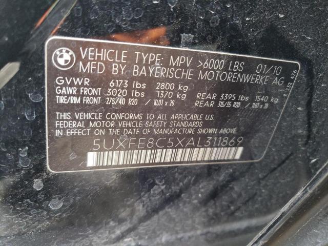5UXFE8C5XAL311869 - 2010 BMW X5 XDRIVE48I Qara foto 12