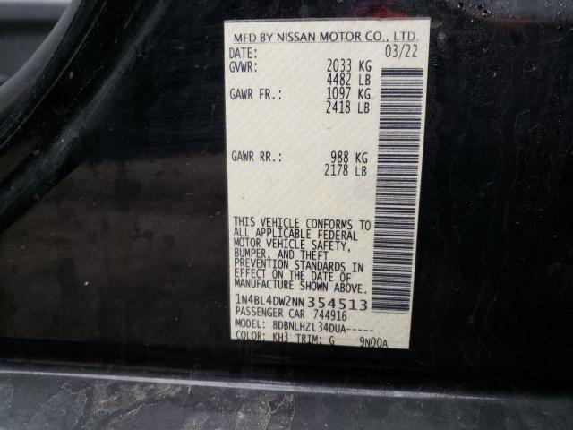 1N4BL4DW2NN354513 - 2022 NISSAN ALTIMA SV BLACK photo 12