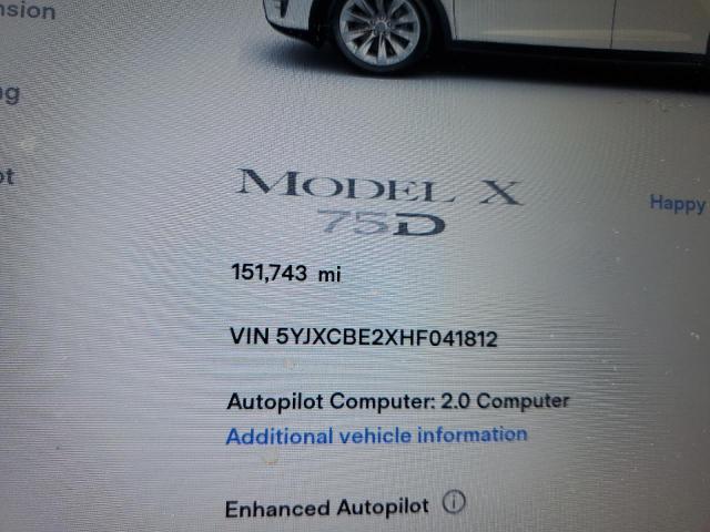 5YJXCBE2XHF041812 - 2017 TESLA MODEL X WHITE photo 9