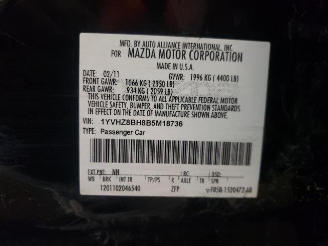 1YVHZ8BH8B5M18736 - 2011 MAZDA 6 I BLACK photo 12