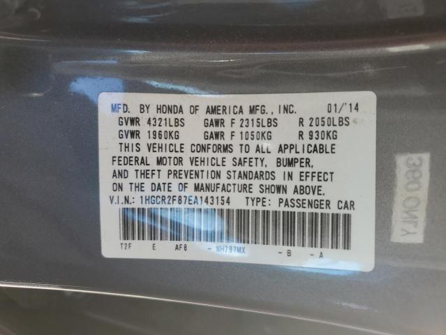 1HGCR2F87EA143154 - 2014 HONDA ACCORD EXL GRAY photo 12