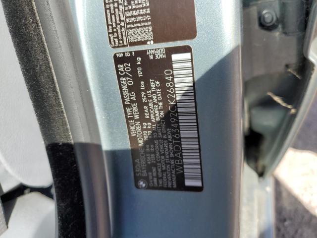 WBADT63492CK26840 - 2002 BMW 5 SERIES I AUTOMATIC GRAY photo 12