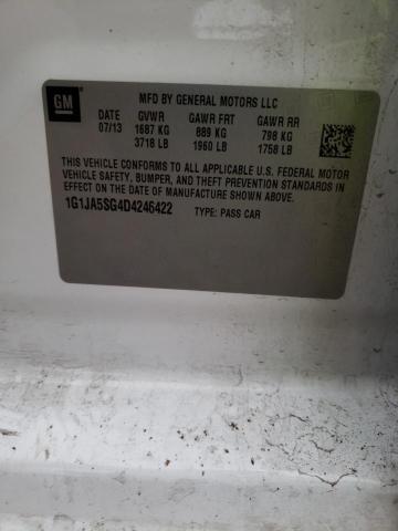 1G1JA5SG4D4246422 - 2013 CHEVROLET SONIC LS 白色 照片 12