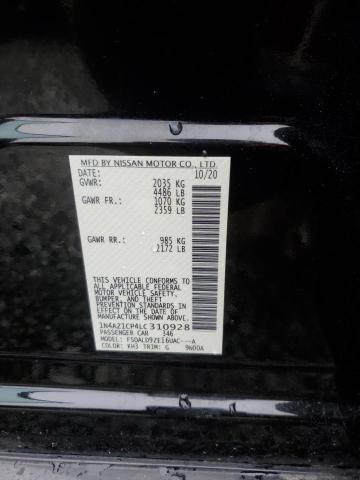 1N4AZ1CP4LC310928 - 2020 NISSAN LEAF SV BLACK photo 12