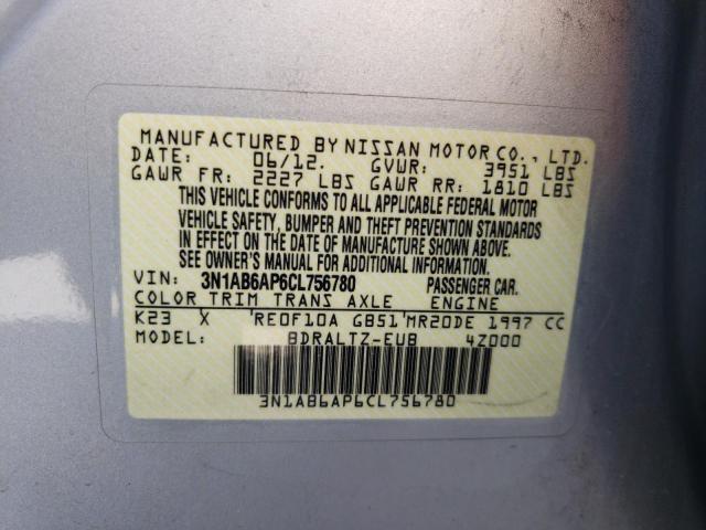 3N1AB6AP6CL756780 - 2012 NISSAN SENTRA 2.0 SILVER photo 13