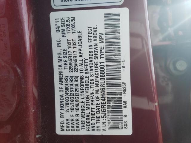 5J6RE4H46BL068001 - 2011 HONDA CR-V SE RED photo 13