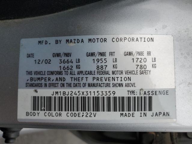 JM1BJ245X31153359 - 2003 MAZDA PROTOGE5 PR5 SILVER photo 12