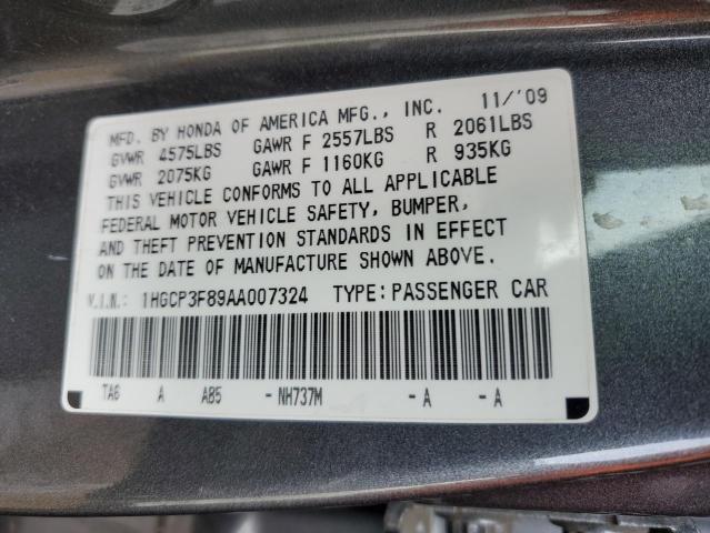 1HGCP3F89AA007324 - 2010 HONDA ACCORD EXL GRAY photo 13