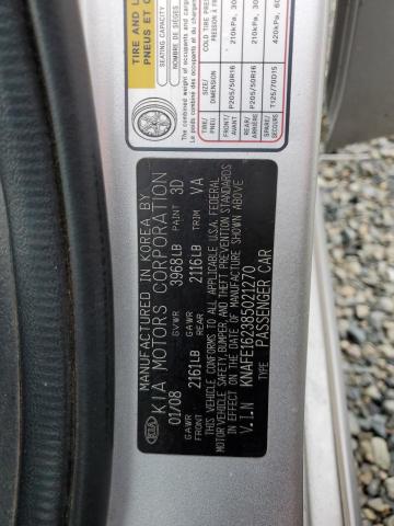 KNAFE162385021270 - 2008 KIA SPECTRA5 5 SX SILVER photo 12