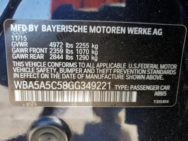 WBA5A5C58GG349221 - 2016 BMW 528 I BLUE photo 12