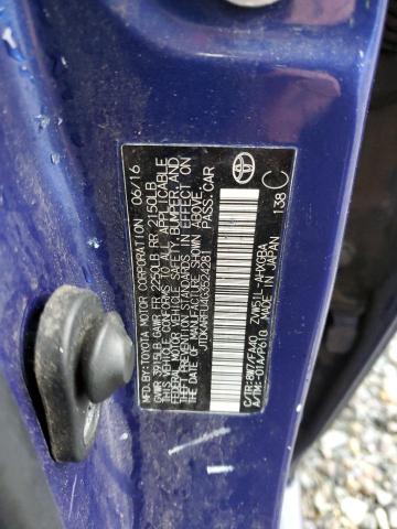 JTDKARFU4G3524281 - 2016 TOYOTA PRIUS BLUE photo 12