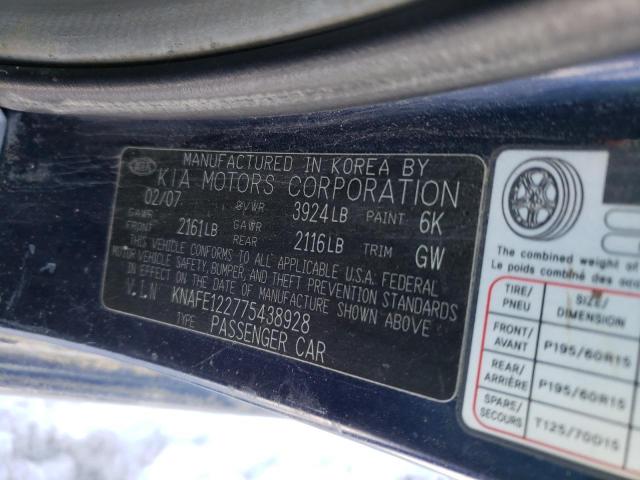 KNAFE122775438928 - 2007 KIA SPECTRA EX BLUE photo 12