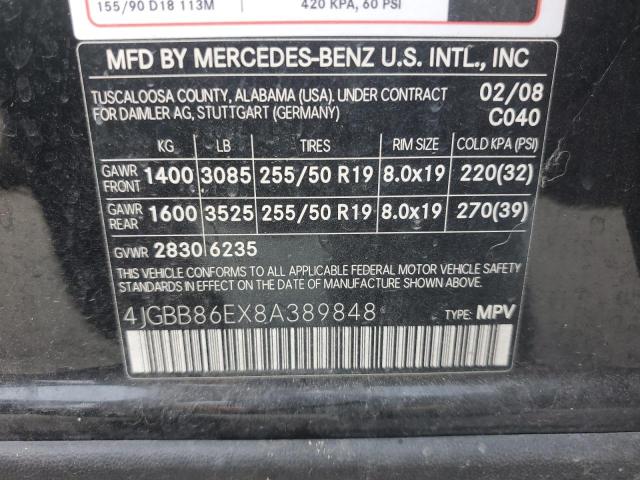 4JGBB86EX8A389848 - 2008 MERCEDES-BENZ ML 350 BLACK photo 13