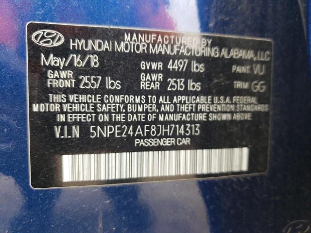 5NPE24AF8JH714313 - 2018 HYUNDAI SONATA SE BLUE photo 13