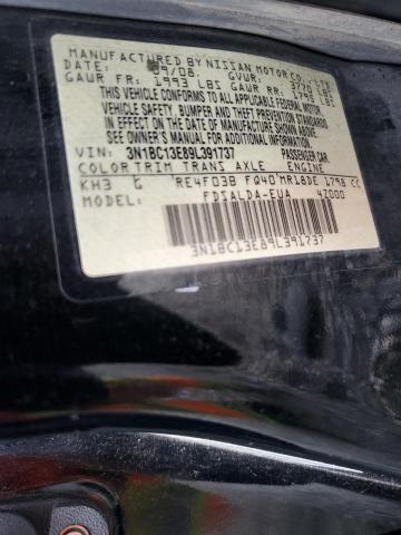 3N1BC13E89L391737 - 2009 NISSAN VERSA S BLACK photo 12