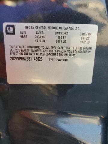 2G2WP552581143026 - 2008 PONTIAC GRAND PRIX 黑色 照片 12