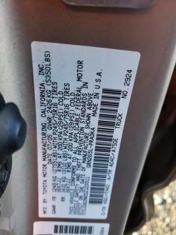 5TEJU62N05Z123311 - 2005 TOYOTA TACOMA DOUBLE CAB PRERUNNER TAN photo 12