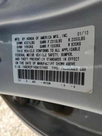 1HGCR2F74DA107489 - 2013 HONDA ACCORD EX SILVER photo 12