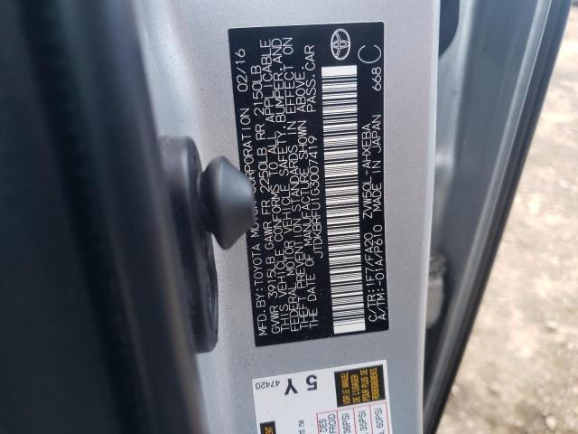 JTDKBRFU1G3007419 - 2016 TOYOTA PRIUS SILVER photo 12