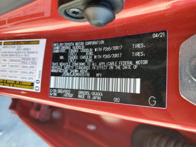 JTEMU5JR2M5935198 - 2021 TOYOTA 4RUNNER SR5/SR5 PREMIUM 勃艮第红 照片 13