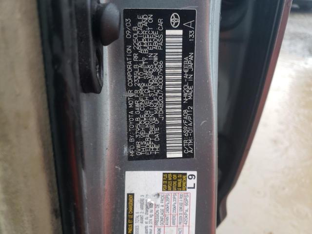 JTDKB20U740007986 - 2004 TOYOTA PRIUS GRAY photo 12