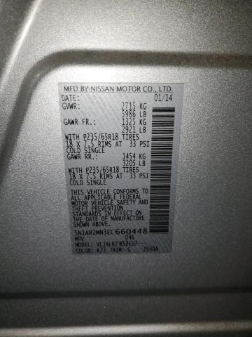 5N1AR2MN3EC660448 - 2014 NISSAN PATHFINDER S 银色 照片 13