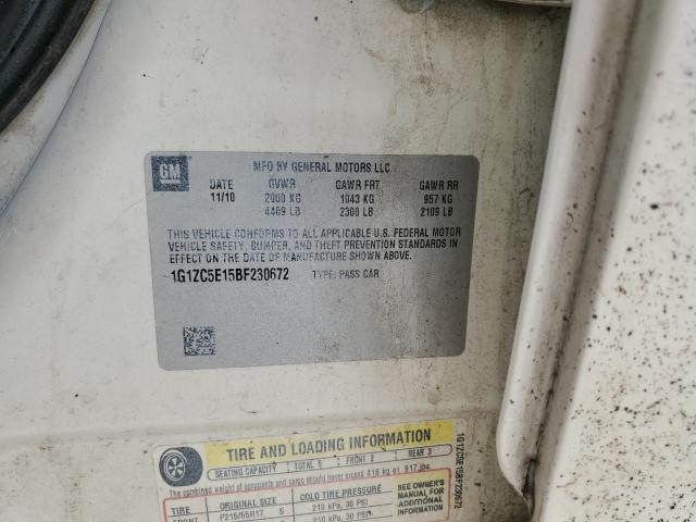 1G1ZC5E15BF230672 - 2011 CHEVROLET MALIBU 1LT WHITE photo 12