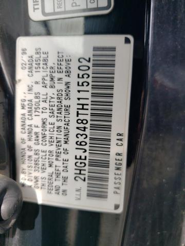 2HGEJ6348TH115502 - 1996 HONDA CIVIC DX GRAY photo 12