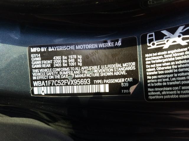 WBA1F7C52FVX95693 - 2015 BMW 228 XI GRAY photo 10