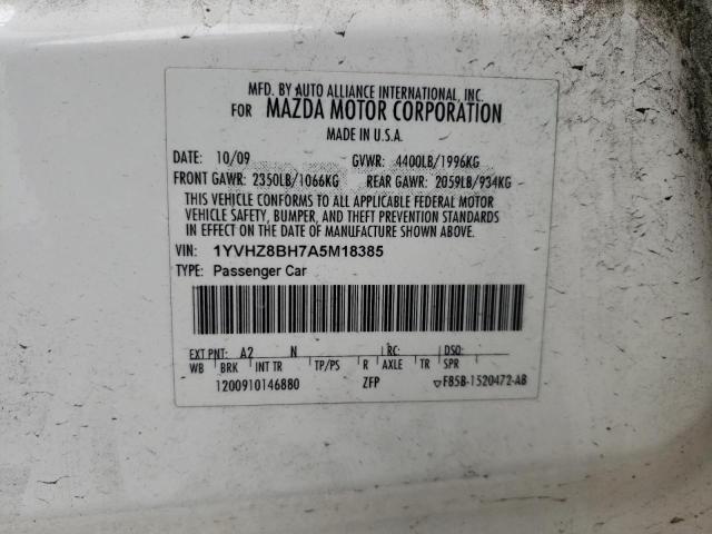 1YVHZ8BH7A5M18385 - 2010 MAZDA 6 I WHITE photo 12