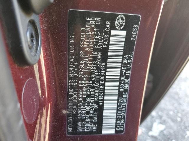 4T1BK1EB1EU094128 - 2014 TOYOTA AVALON BASE 勃艮第红 照片 13