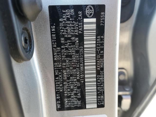 4T1B11HK8JU631263 - 2018 TOYOTA CAMRY L SILVER photo 12