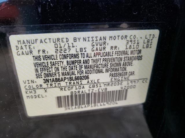 3N1AB6AP1BL669206 - 2011 NISSAN SENTRA 2.0 BLACK photo 12