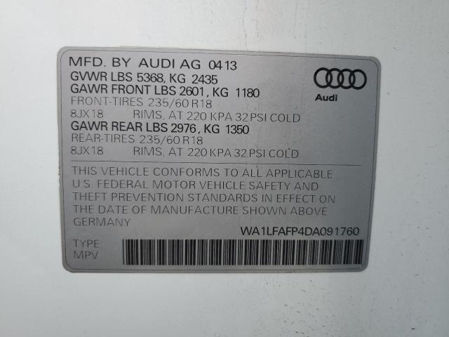 WA1LFAFP4DA091760 - 2013 AUDI Q5 PREMIUM PLUS WHITE photo 14