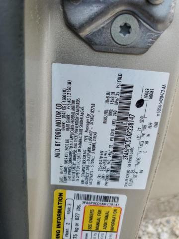 3FA6P0CD5KR238147 - 2019 FORD FUSION SEL BEIGE photo 12