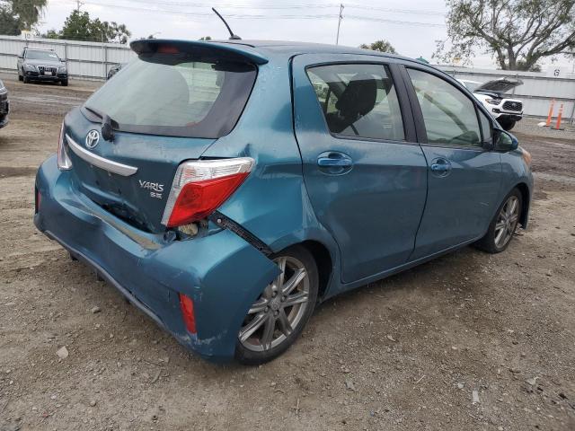 JTDKTUD30ED593600 - 2014 TOYOTA YARIS TEAL photo 3