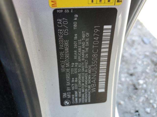 WBANU53508CT04791 - 2008 BMW 528 I SILVER photo 13