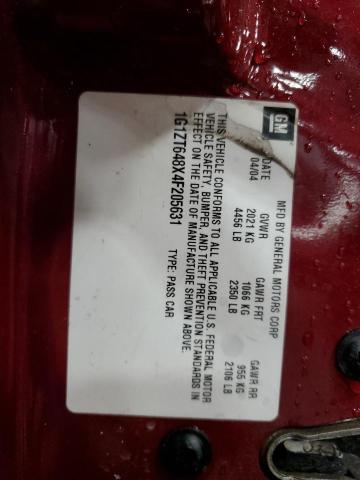 1G1ZT648X4F205631 - 2004 CHEVROLET MALIBU MAXX LS MAROON photo 13