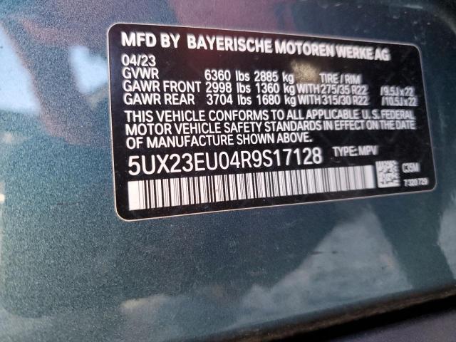 5UX23EU04R9S17128 - 2024 BMW X5 XDRIVE40I GRAY photo 12