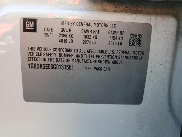 1G6DA5E53C0131561 - 2012 CADILLAC CTS WHITE photo 12