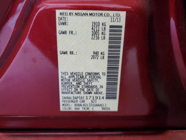 1N4AL3AP5EC171914 - 2014 NISSAN ALTIMA 2.5 RED photo 12