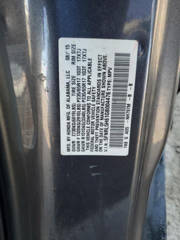 5FNRL5H61GB004476 - 2016 HONDA ODYSSEY EXL GRAY photo 12