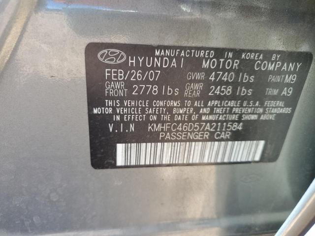 KMHFC46D57A211584 - 2007 HYUNDAI AZERA GLS GREEN photo 12