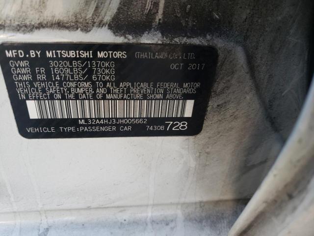 ML32A4HJ3JH005662 - 2018 MITSUBISHI MIRAGE SE WHITE photo 12