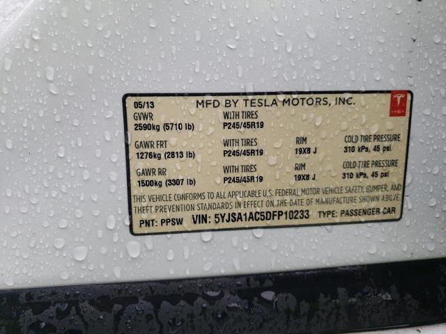 5YJSA1AC5DFP10233 - 2013 TESLA MODEL S Ağ foto 12