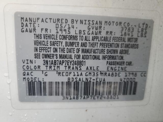 3N1AB7AP7EY248801 - 2014 NISSAN SENTRA S WHITE photo 12