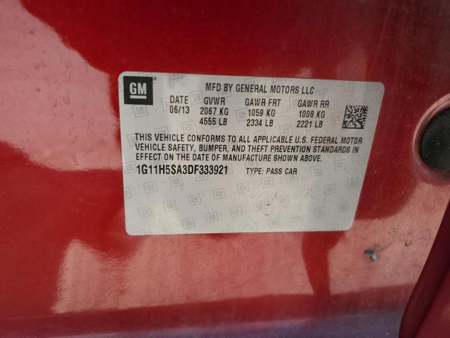 1G11H5SA3DF333921 - 2013 CHEVROLET MALIBU LTZ წითელი ფოტო 13