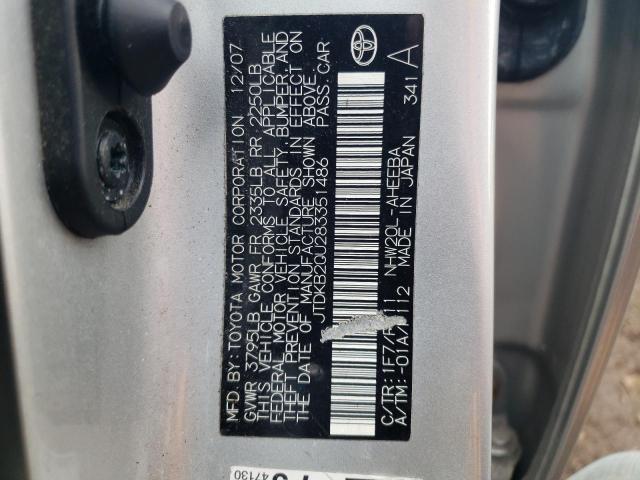 JTDKB20U283351486 - 2008 TOYOTA PRIUS SILVER photo 12