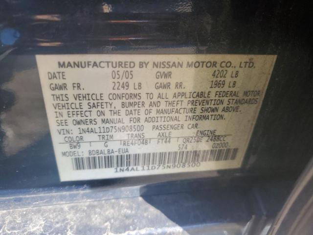 1N4AL11D75N908500 - 2005 NISSAN ALTIMA S BLUE photo 12