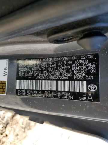 JTKDE167880272264 - 2008 TOYOTA SCION TC ნაცრისფერი ფოტო 13